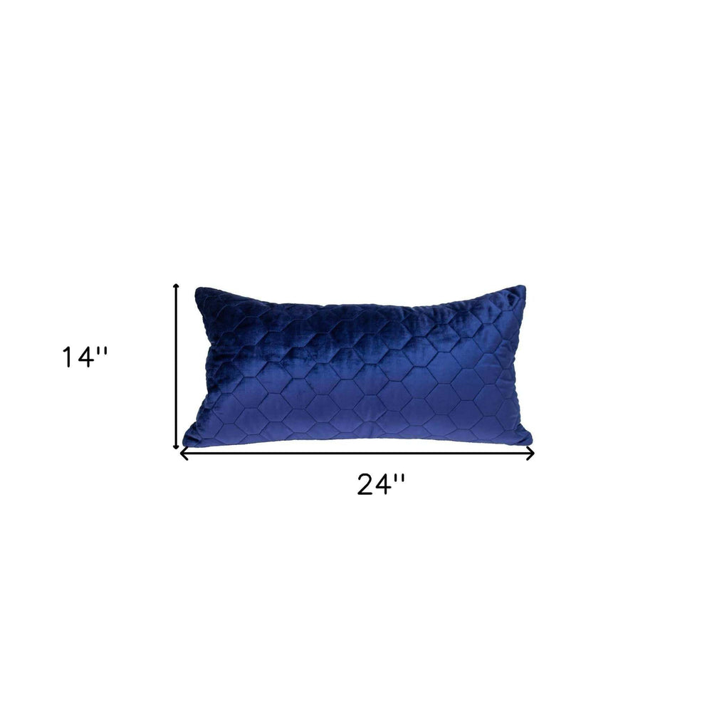 Blue Tufted Velvet Quilted Lumbar Throw Pillow - Homeroots - Flyclothing LLC
