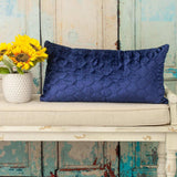 Blue Tufted Velvet Quilted Lumbar Throw Pillow - Homeroots - Flyclothing LLC