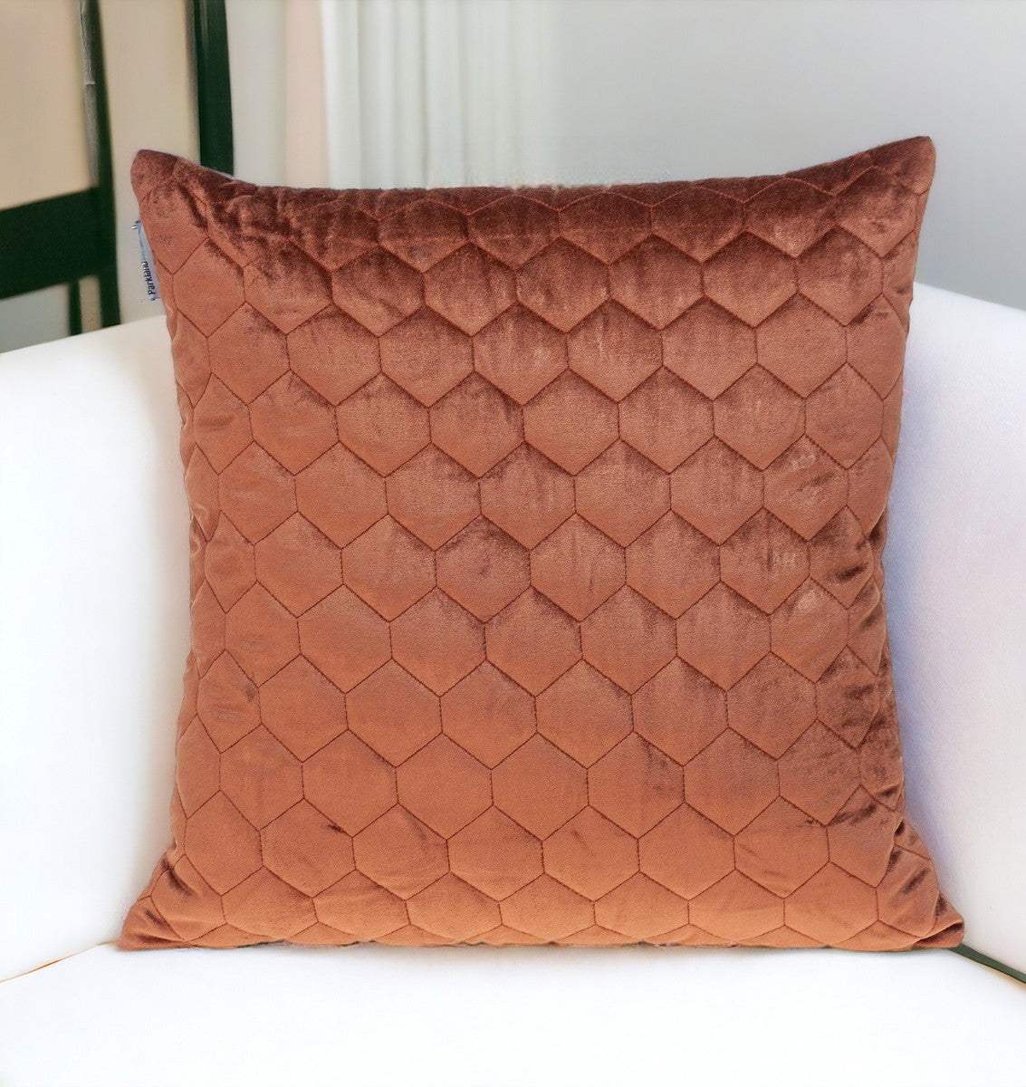 Burnt Orange Tufted Velvet Quilted Throw Pillow - Homeroots - Flyclothing LLC