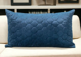 Navy Blue Tufted Velvet Quilted Lumbar Throw Pillow - Homeroots