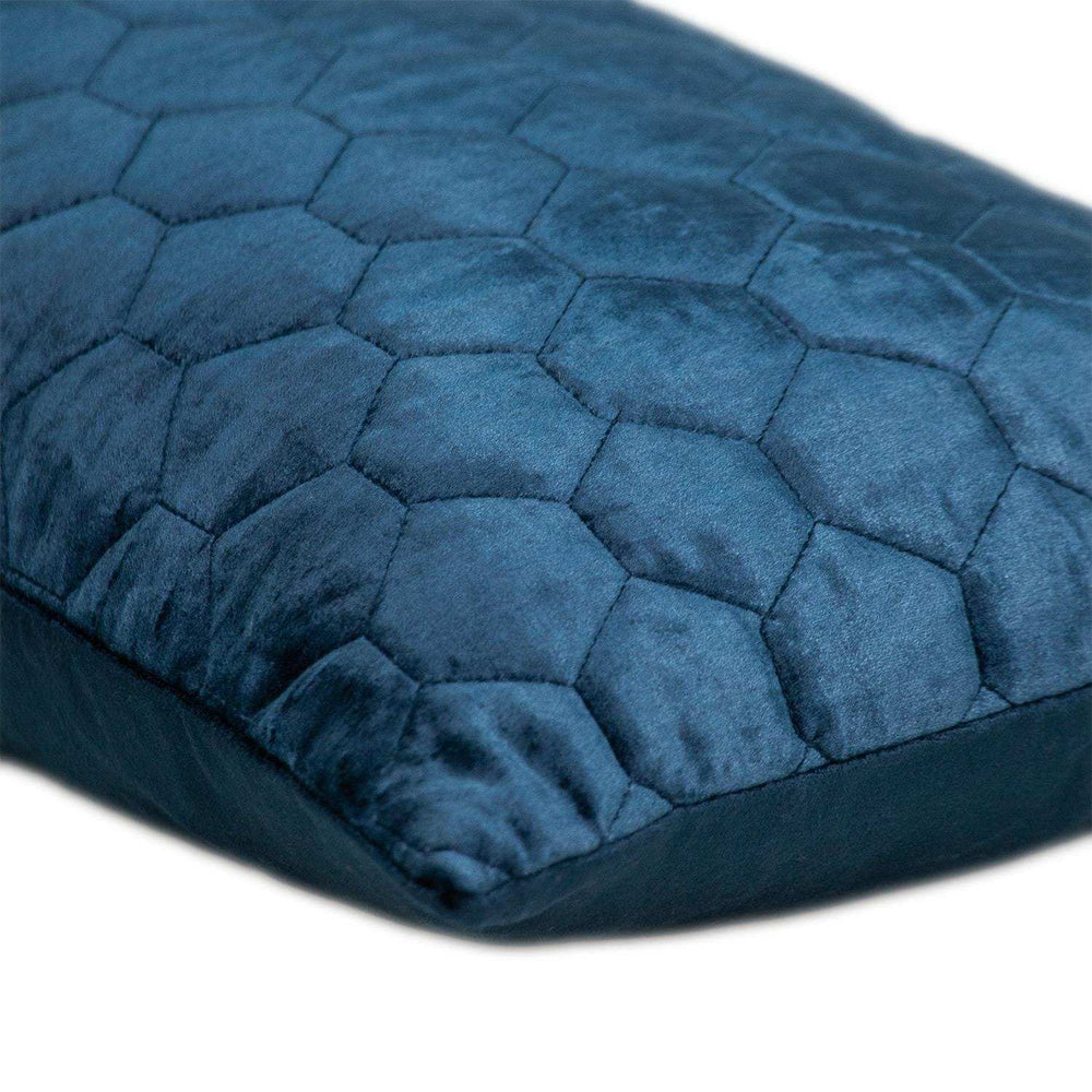 Navy Blue Tufted Velvet Quilted Lumbar Throw Pillow - Homeroots - Flyclothing LLC
