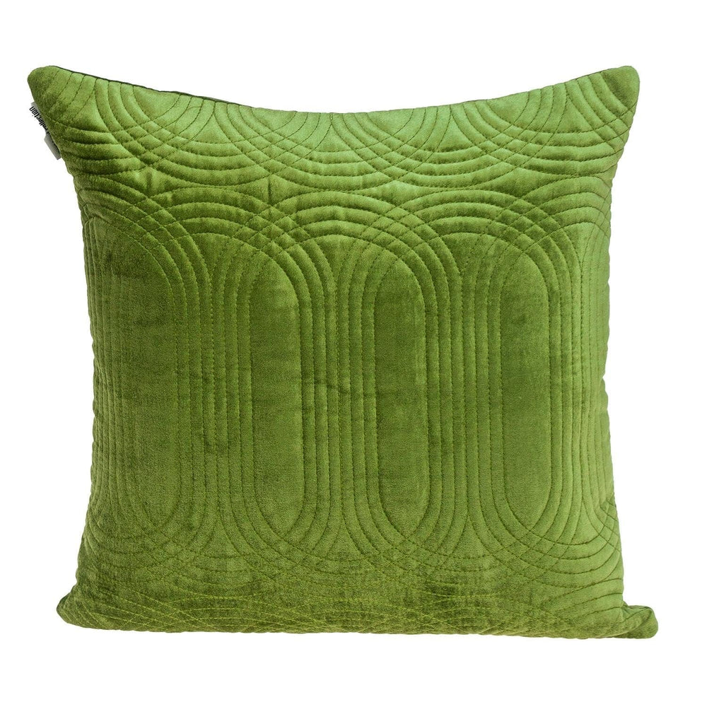 Quilted Velvet Olive Square Throw Pillow - Homeroots
