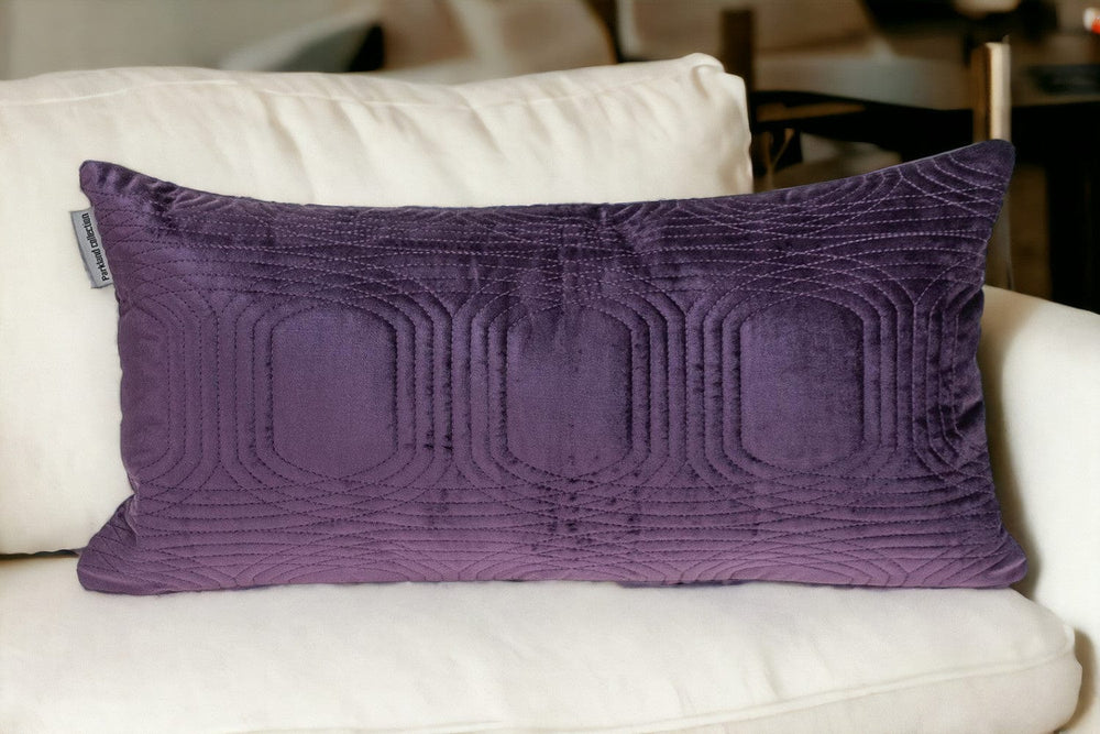 12" X 24" Purple Cotton Blend Throw Pillow - Homeroots