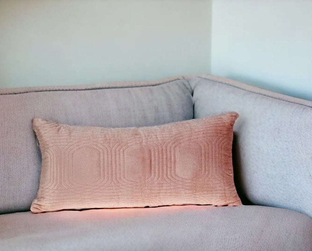 12" X 24" Pink Cotton Blend Throw Pillow - Homeroots