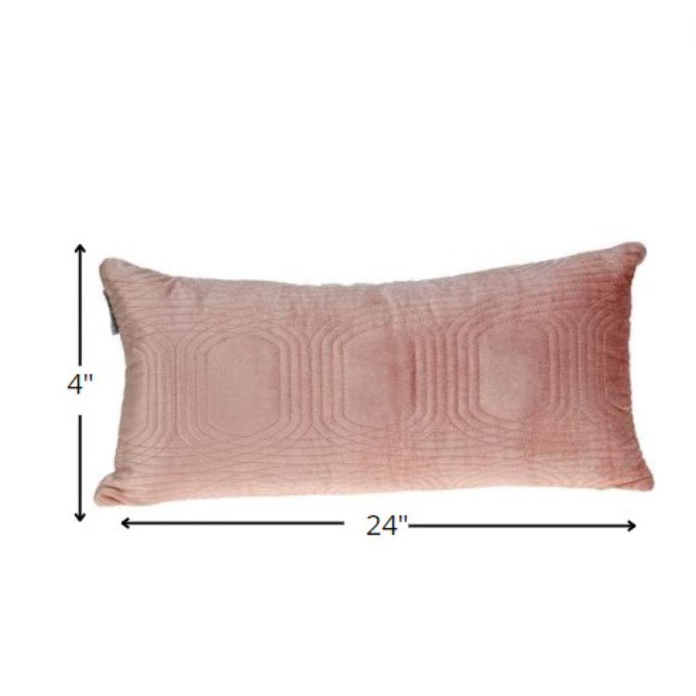 12" X 24" Pink Cotton Blend Throw Pillow - Homeroots - Flyclothing LLC