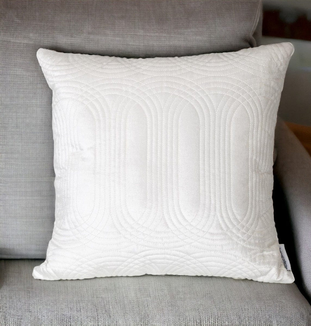 20" White Cotton Blend Throw Pillow - Homeroots