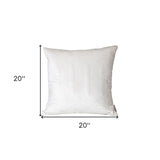 20" White Cotton Blend Throw Pillow - Homeroots