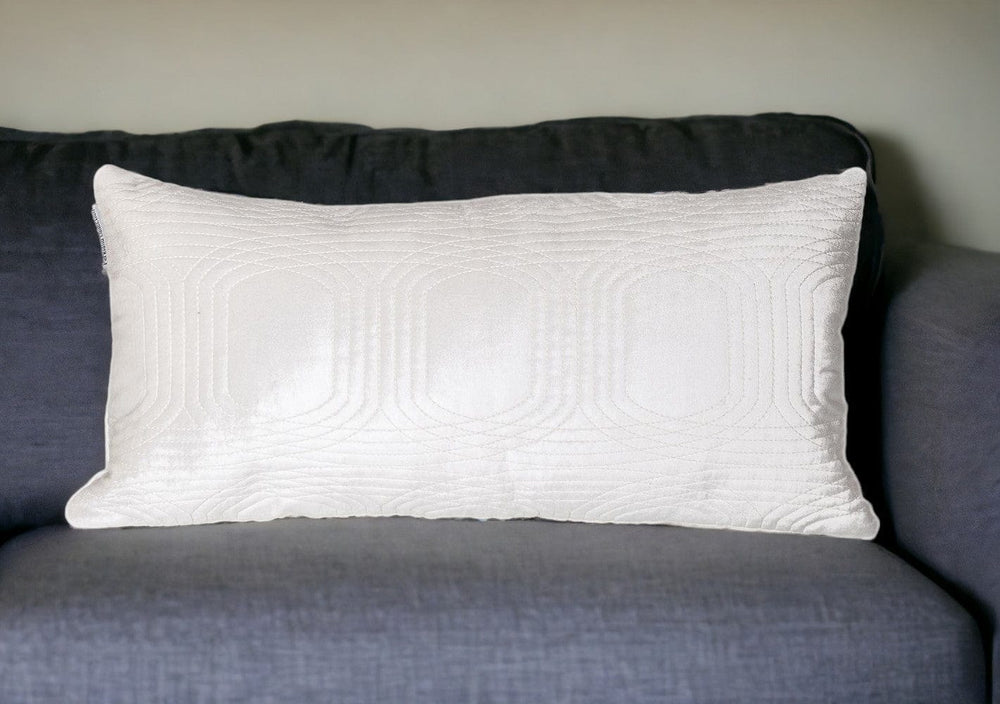 12" X 24" White Cotton Blend Throw Pillow - Homeroots