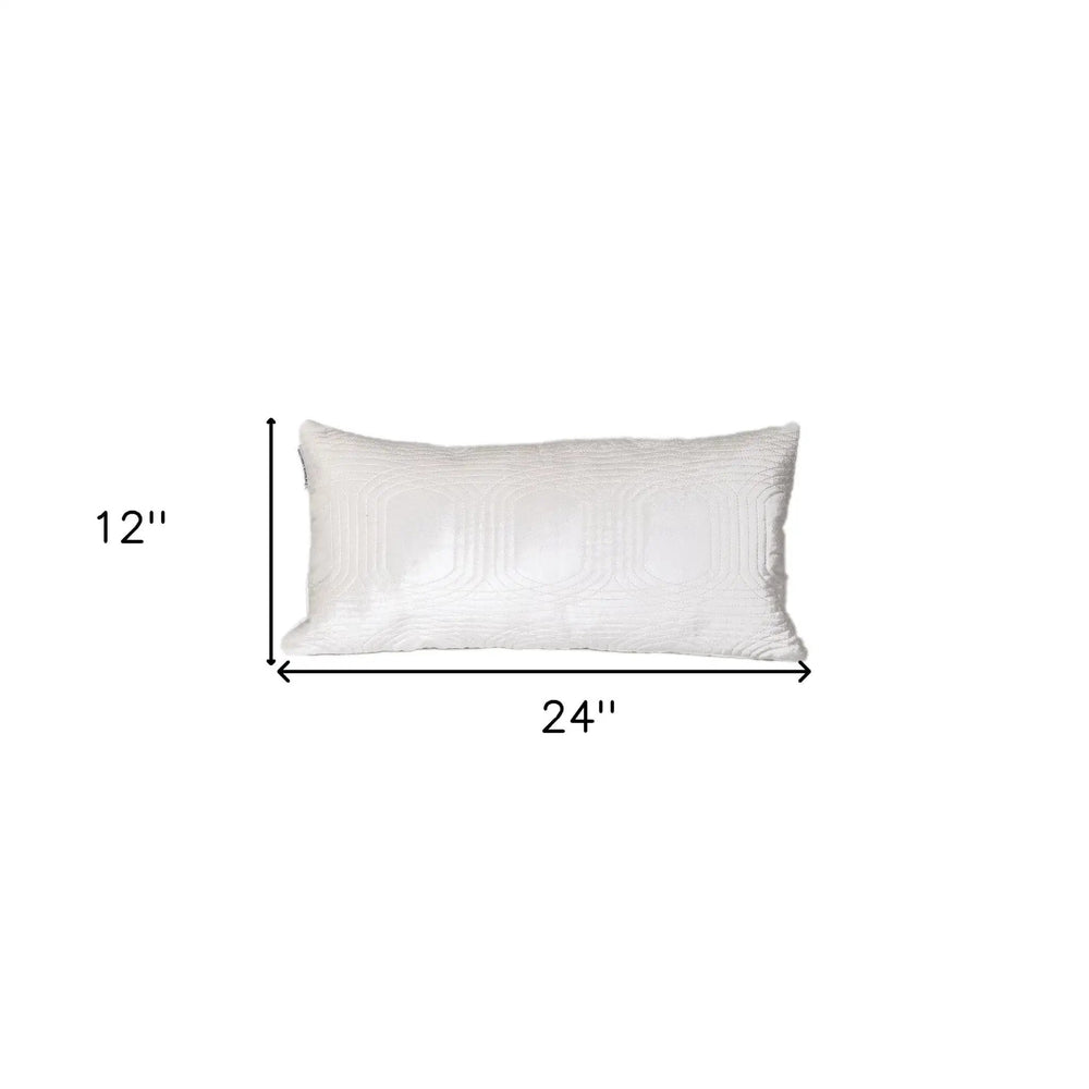12" X 24" White Cotton Blend Throw Pillow - Homeroots - Flyclothing LLC