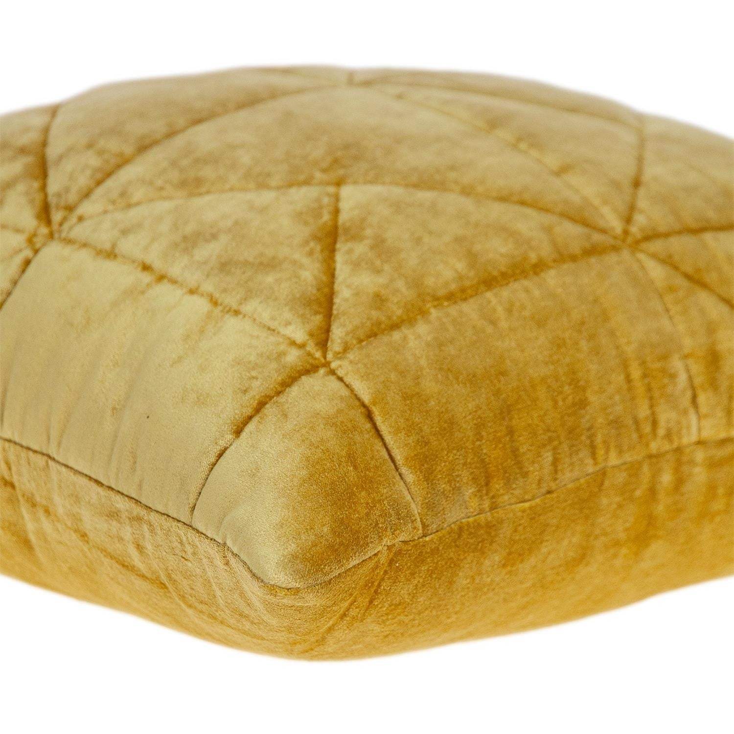 Yellow Chunky Geo Stitched Velvet Decorative Throw Pillow - Homeroots - Flyclothing LLC