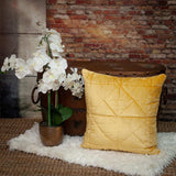 Yellow Chunky Geo Stitched Velvet Decorative Throw Pillow - Homeroots - Flyclothing LLC