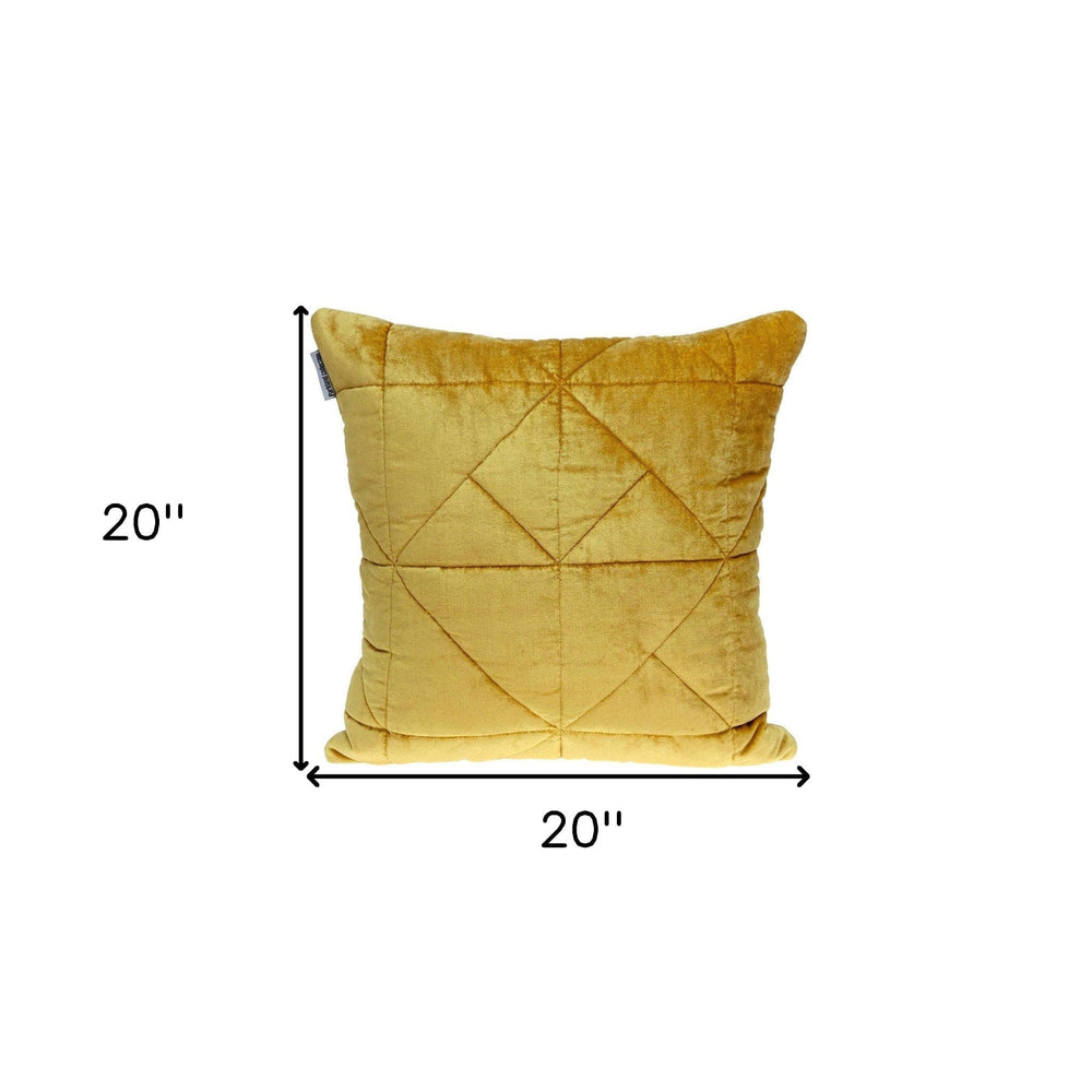 Yellow Chunky Geo Stitched Velvet Decorative Throw Pillow - Homeroots - Flyclothing LLC