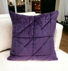 Purple Chunky Geo Stitched Velvet Decorative Throw Pillow - Homeroots