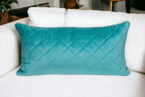 Tufted Diamond Aqua Transitional Lumbar Pillow - Homeroots