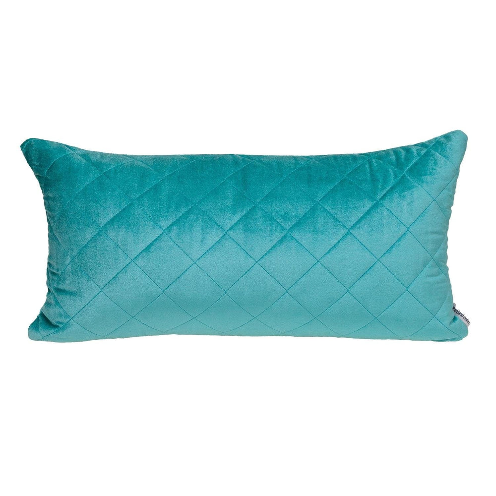 Tufted Diamond Aqua Transitional Lumbar Pillow - Homeroots