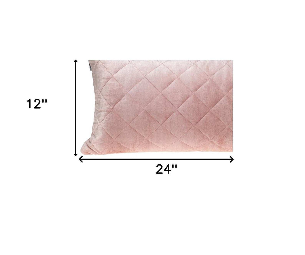 Tufted Diamond Pink Transitional Lumbar Pillow - Homeroots - Flyclothing LLC