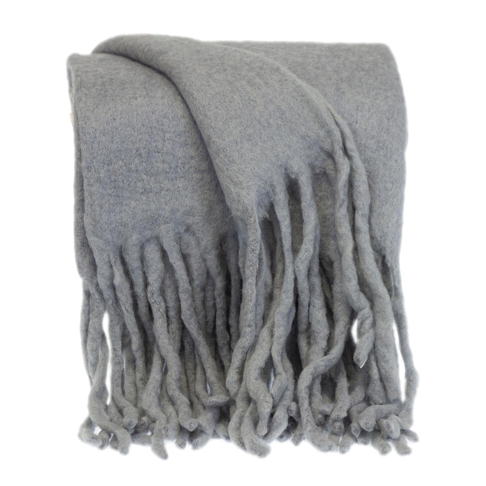 Gray Knitted Acrylic Solid Color Reversable Throw - Homeroots