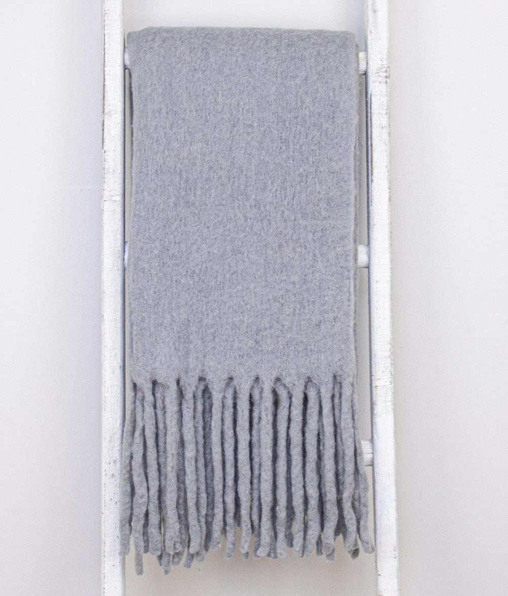 Gray Knitted Acrylic Solid Color Reversable Throw - Homeroots - Flyclothing LLC