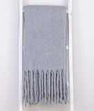 Gray Knitted Acrylic Solid Color Reversable Throw - Homeroots - Flyclothing LLC
