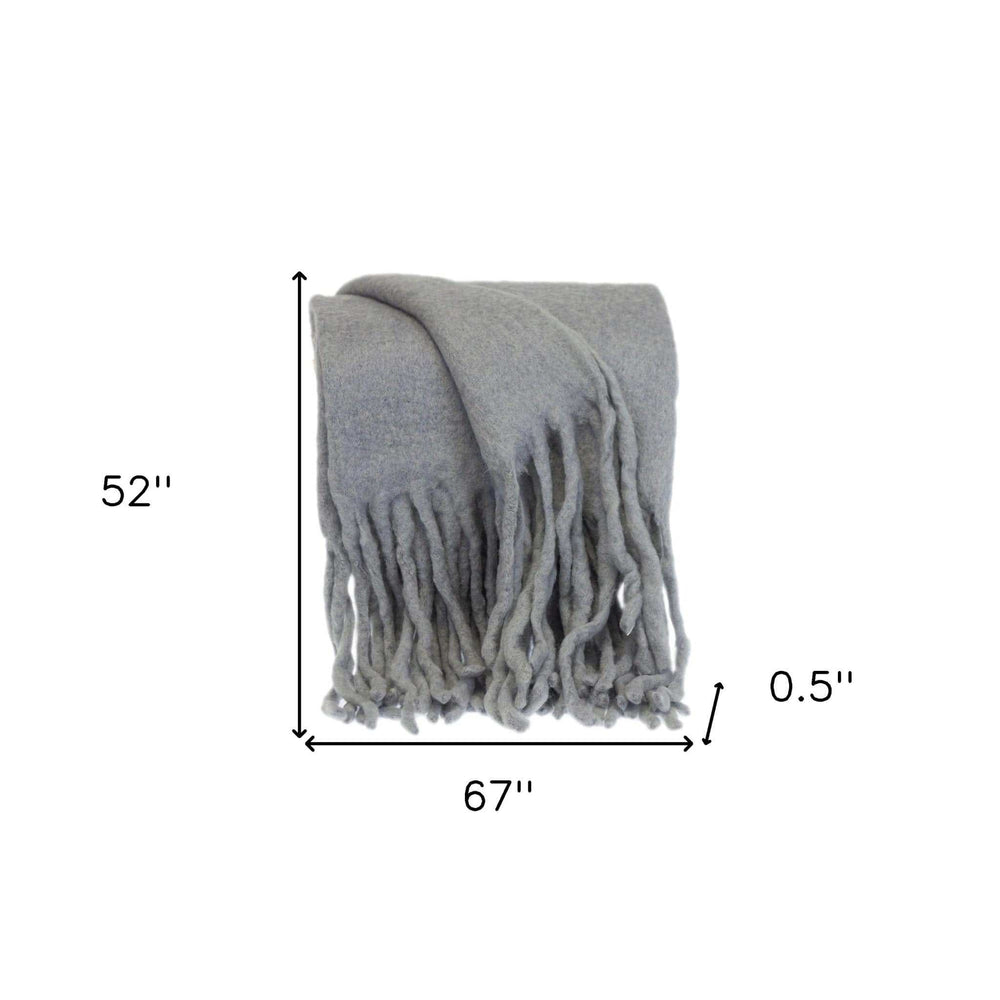 Gray Knitted Acrylic Solid Color Reversable Throw - Homeroots - Flyclothing LLC