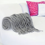 Gray Knitted Acrylic Solid Color Reversable Throw - Homeroots