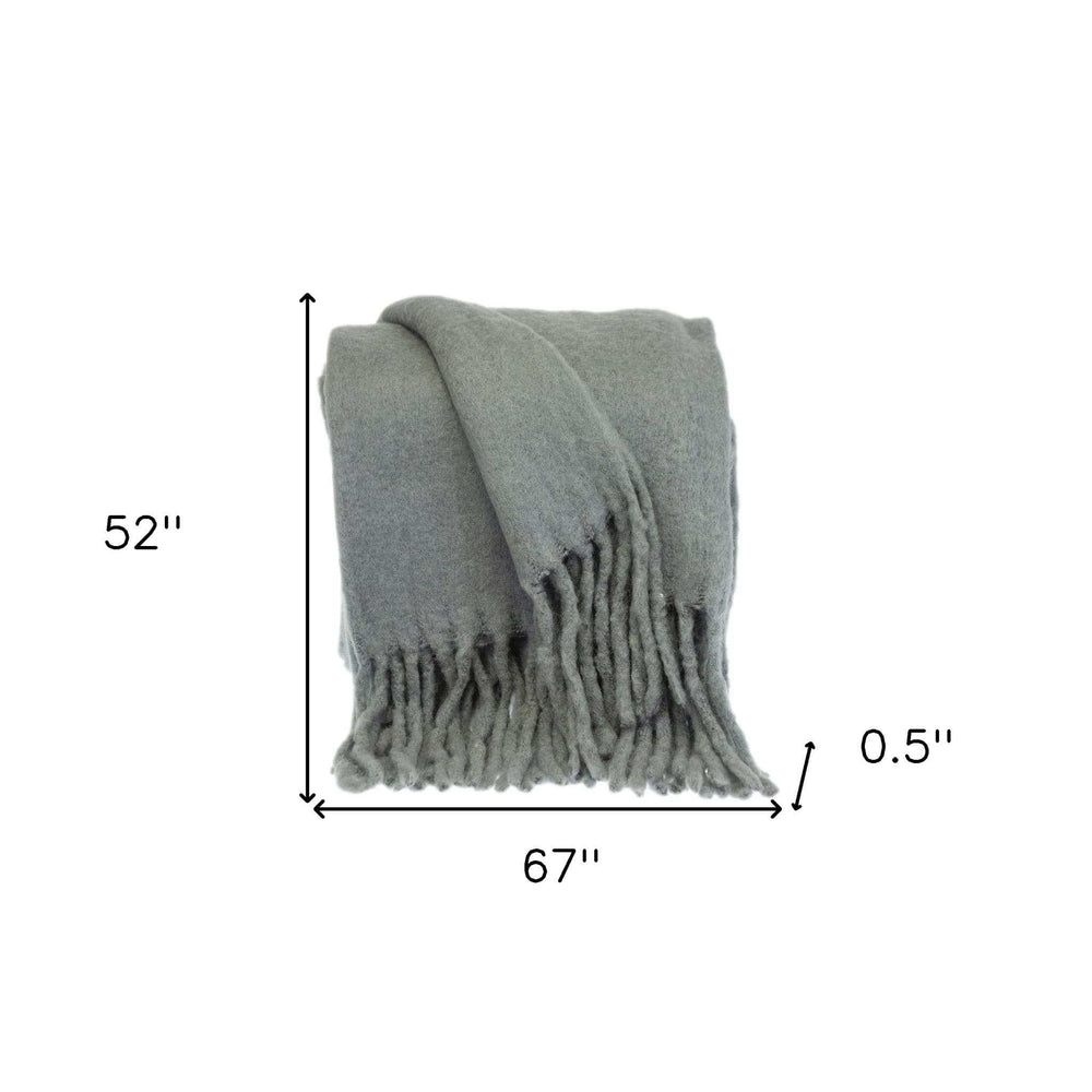 Super Soft Gray Soft Solid Color Handloomed Throw Blanket - Homeroots - Flyclothing LLC