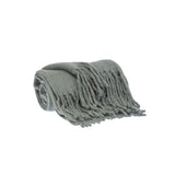 Super Soft Gray Soft Solid Color Handloomed Throw Blanket - Homeroots