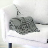 Super Soft Gray Soft Solid Color Handloomed Throw Blanket - Homeroots