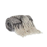 Super Soft Gray and White Chevron and Striped Handloomed Throw Blanket - Homeroots