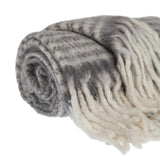 Super Soft Gray and White Chevron and Striped Handloomed Throw Blanket - Homeroots