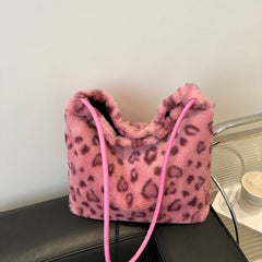 Leopard Furry Shoulder Bag - Trendsi