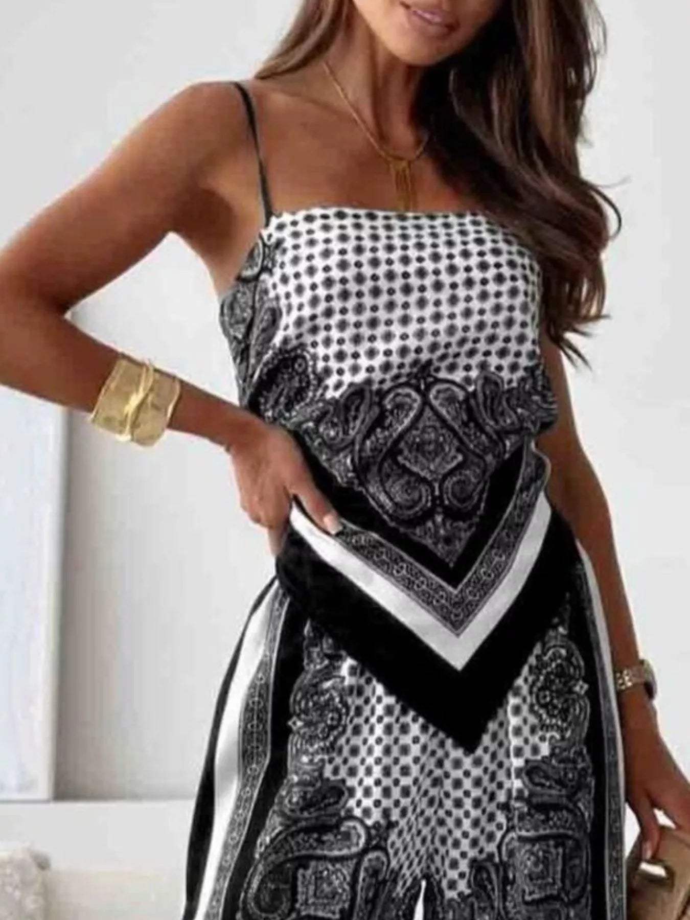 Printed Cami and Wide Leg Pants Set - Trendsi - Flyclothing LLC