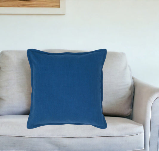 20" Blue Cotton Throw Pillow - Homeroots
