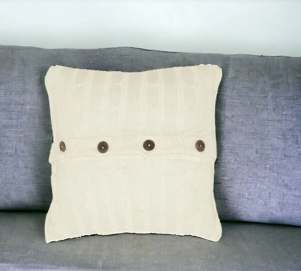 18" Ivory Cotton Throw Pillow - Homeroots - Flyclothing LLC