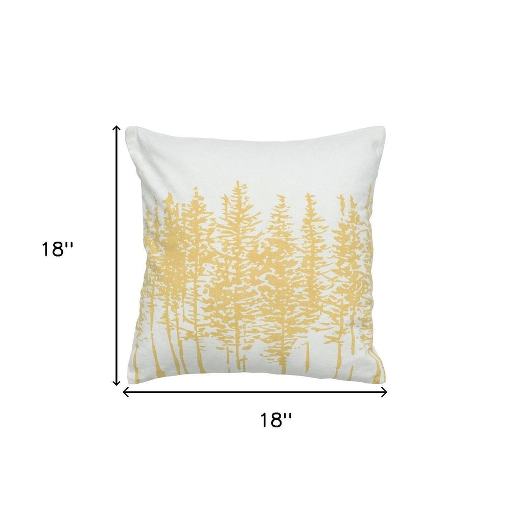 18" Yellow and Ivory Cotton Throw Pillow - Homeroots - Flyclothing LLC