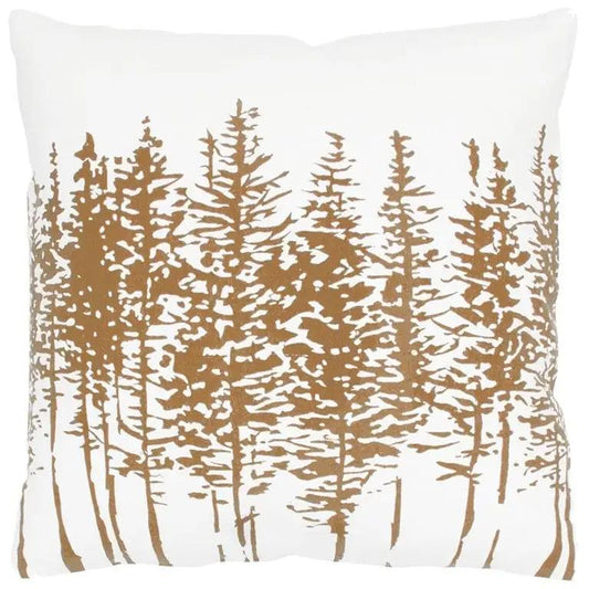 18" Brown and Ivory Forest Cotton Throw Pillow - Homeroots