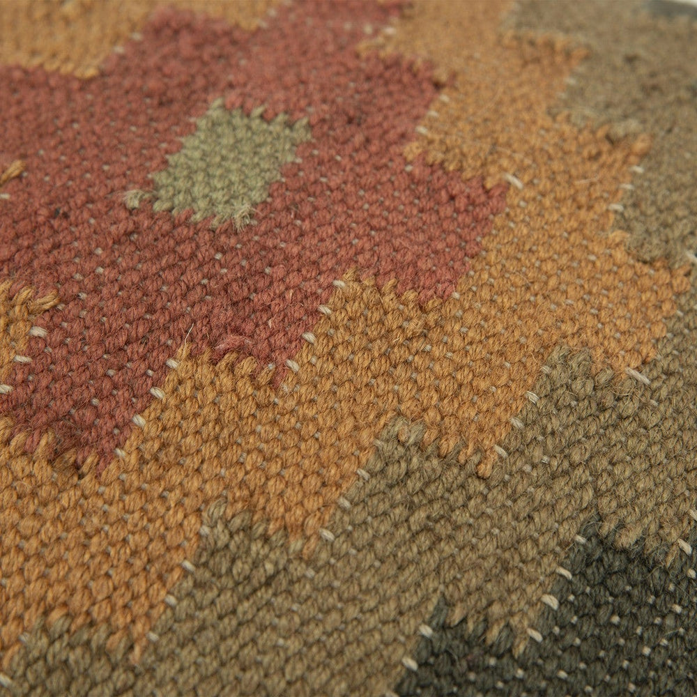 18" Brown and Green Geometric Jute Wool Blend Throw Pillow - Homeroots - Flyclothing LLC