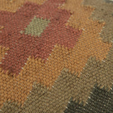 18" Brown and Green Geometric Jute Wool Blend Throw Pillow - Homeroots - Flyclothing LLC