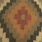 18" Brown and Green Geometric Jute Wool Blend Throw Pillow - Homeroots - Flyclothing LLC