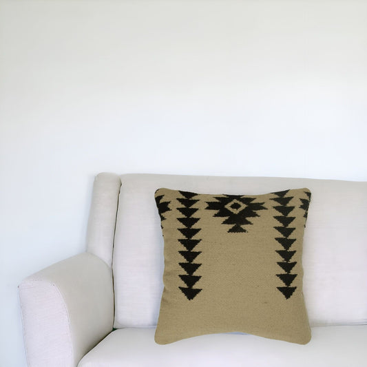 18" Black and Ivory Cotton Throw Pillow - Homeroots