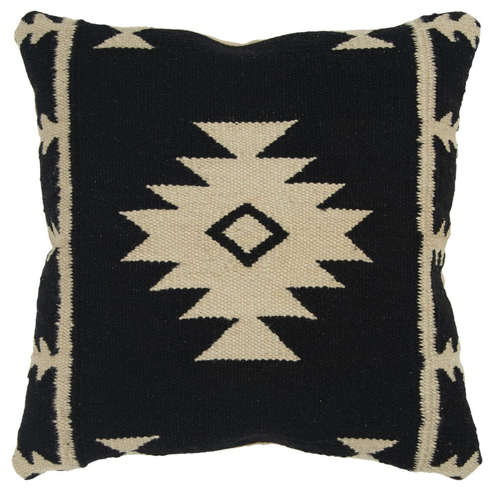 18" Beige and Black Cotton Throw Pillow - Homeroots