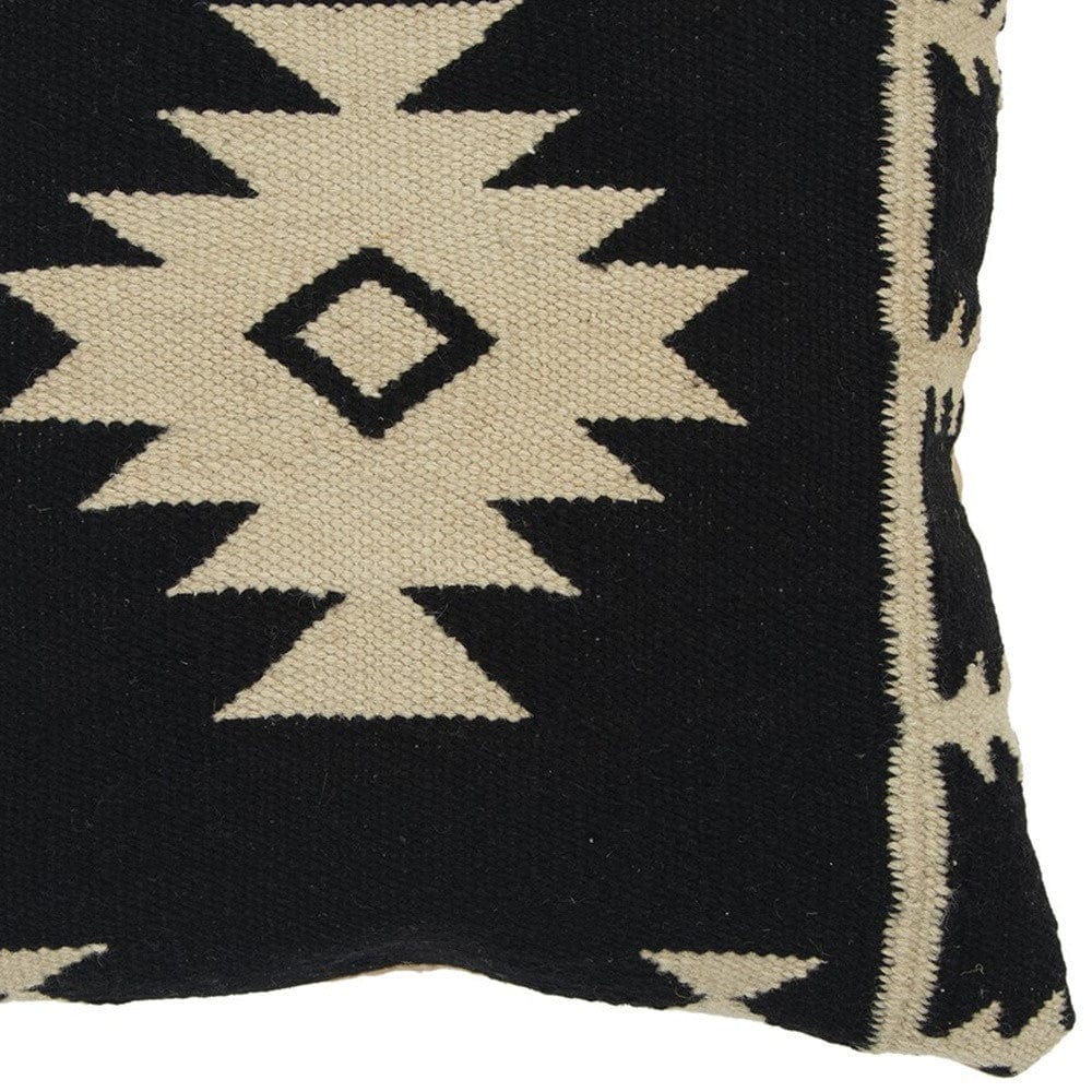 18" Beige and Black Cotton Throw Pillow - Homeroots - Flyclothing LLC