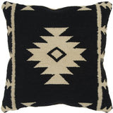 18" Beige and Black Cotton Throw Pillow - Homeroots
