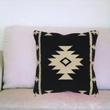 18" Beige and Black Cotton Throw Pillow - Homeroots