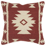 18" Red and Beige Cotton Throw Pillow - Homeroots