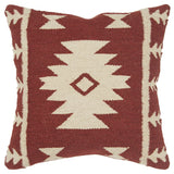 18" Red and Beige Cotton Throw Pillow - Homeroots