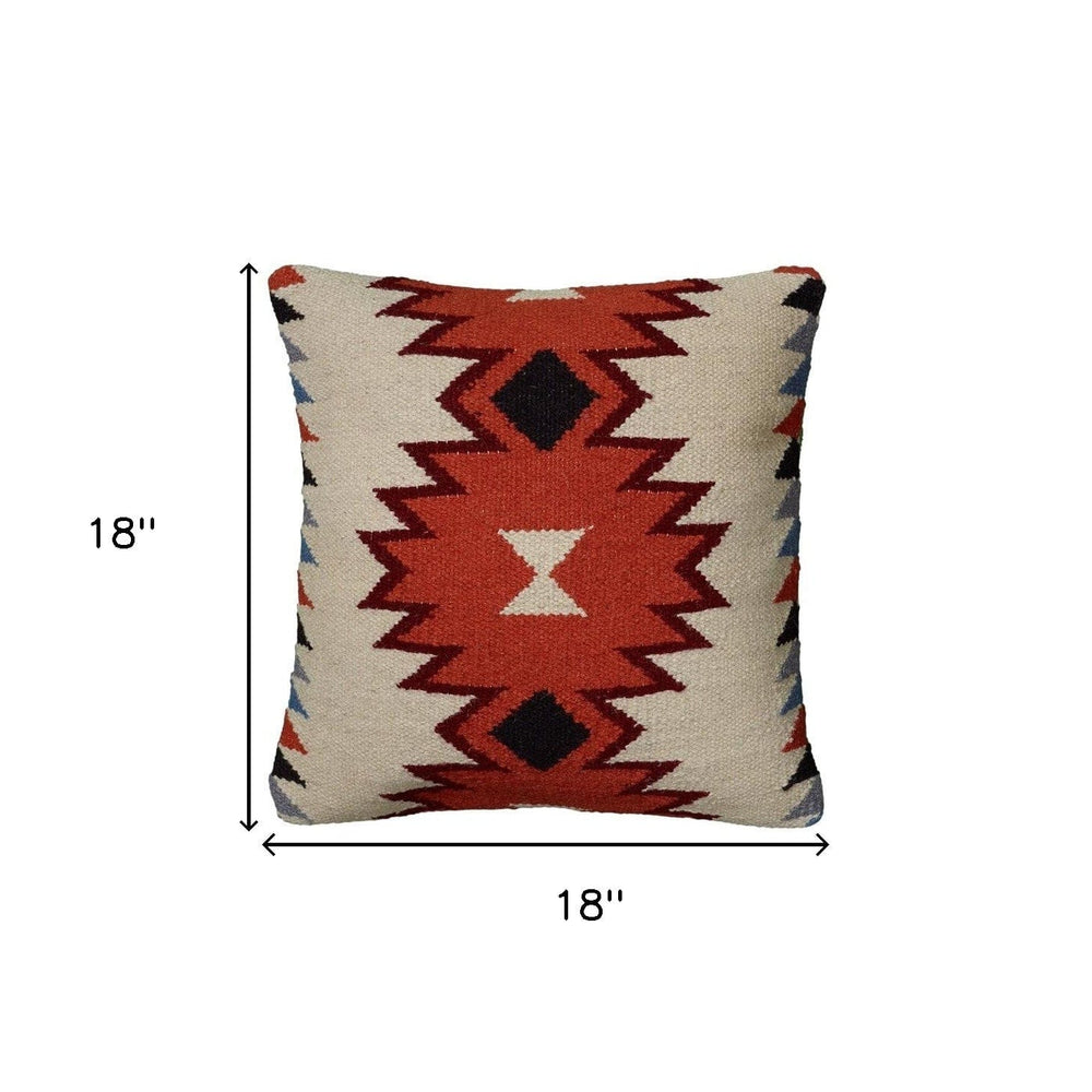 18" Orange and Ivory Cotton Throw Pillow - Homeroots - Flyclothing LLC