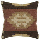 18" Brown and Beige Geometric Jute Wool Blend Throw Pillow - Homeroots
