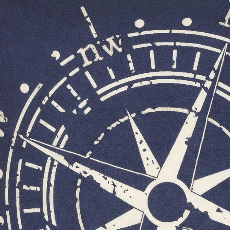 18" Navy and White Nautical Compass Throw Pillow - Homeroots - Flyclothing LLC