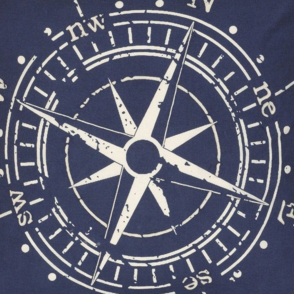 18" Navy and White Nautical Compass Throw Pillow - Homeroots